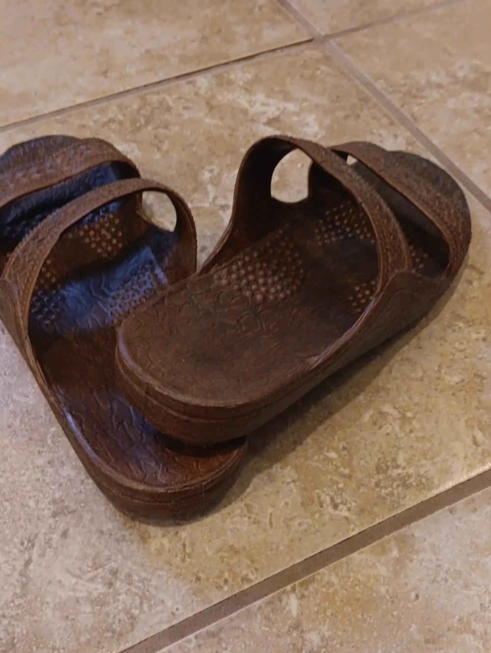 Brown Two-Strap Comfort Slide Sandals - Picture 2 of 4